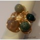 Magie di Trilli - Anello artigianale donna in filo per gioielli dorato, con pietre dure di agata, regolabile